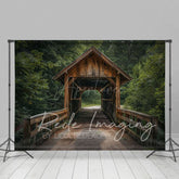Aperturee - Aperturee Summer Covered Bridge Green Forest Photo Backdrop